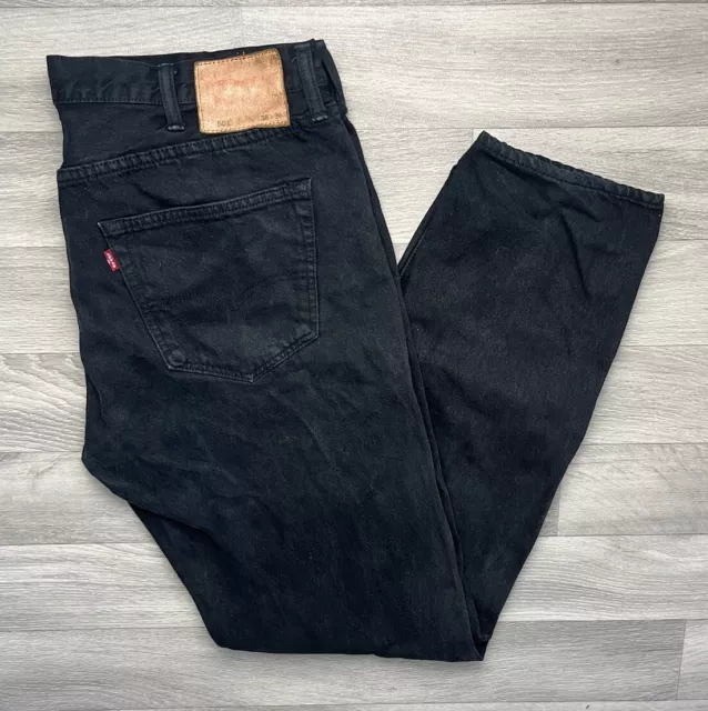 Men's LEVI'S 501 Black Straight Leg Button Fly Jeans W38 L34