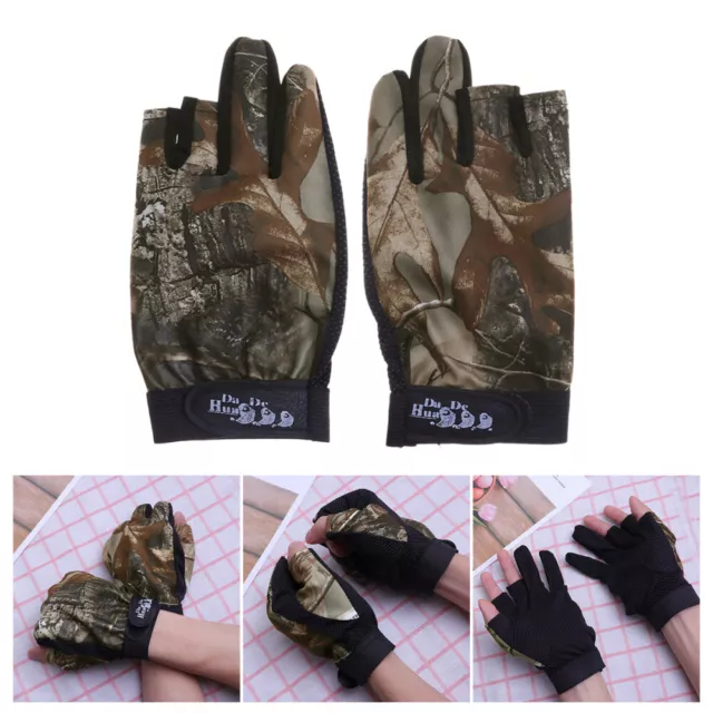 1 Pair 3 Fingers Exposed Fishing Gloves Skidproof Sun Protection Fishing Tackle