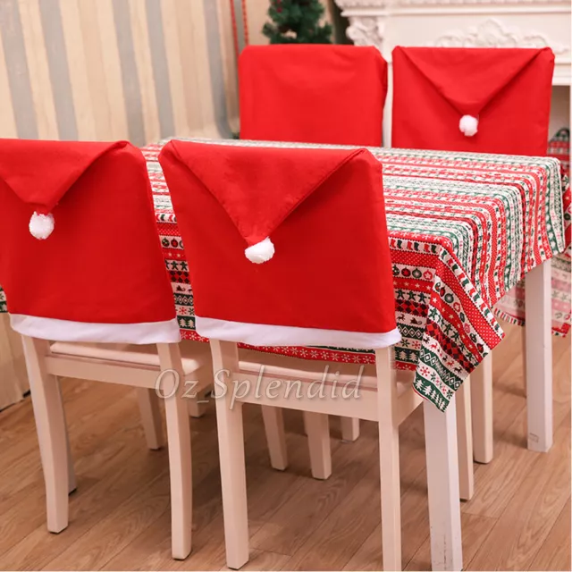 Christmas Chair Covers Dinner Table Santa Hat Home Decorations Ornaments Gift AU 2