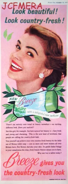 'BREEZE' Perfumed Soap Toiletries ADVERT - Original 1955 Print AD