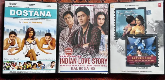 Lot 3 DVD Bollywood Dostana Indian Love Story Jaanemann Shahrukh Khan Abhishek