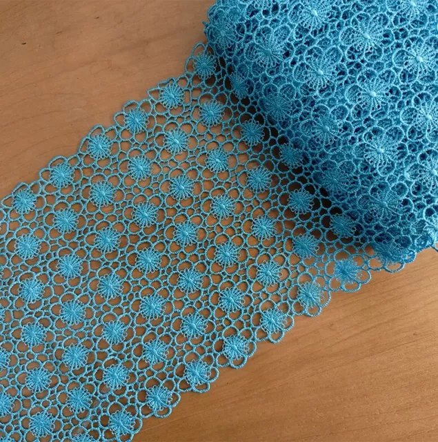 3 Yards 6.5" Wide Rayon Venise Vintage Flower  Lace Trims Turquoise s0345