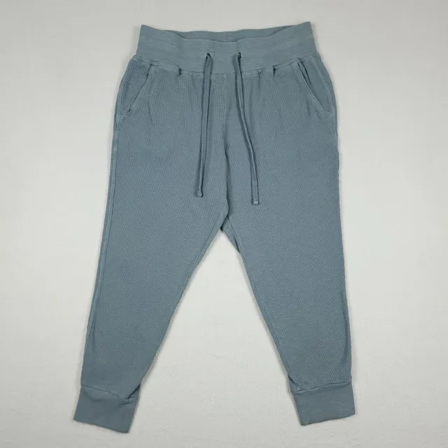 James Perse Jogger Pants Womens 2 Medium Blue Cotton Thermal Knit Drawstring