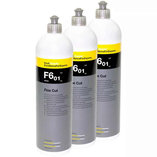 3x 1 Litre Koch Chemie Vernis Fine Couper F6.01 Fine pour Ponçage et Polissage