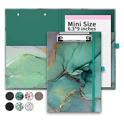 Mini Clipboards Folio Folder with Refillable Lined Notepad(A5 Size 6" x