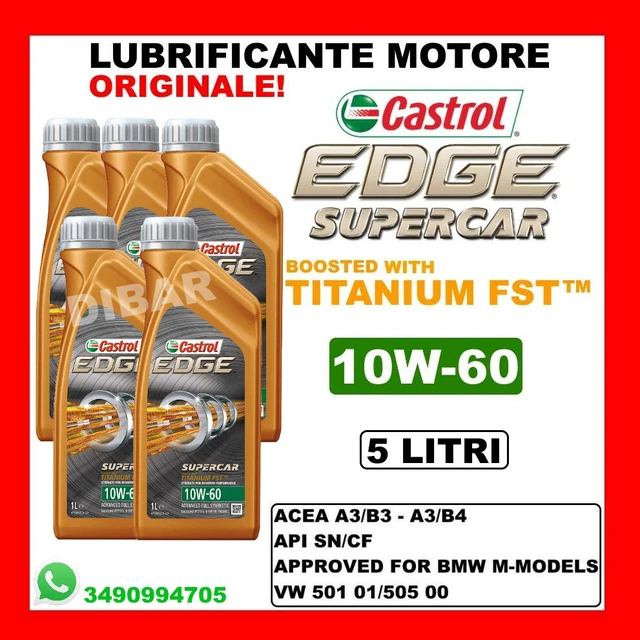 CASTROL EDGE SUPERCAR 10W60 Titanium Api Sn/Cf Engine Oil Bmw M-Models ...