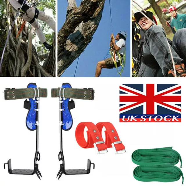 2 Gears Tree Climbing Spike Set Adjustable Lanyard Rope Camping with Safety Belt