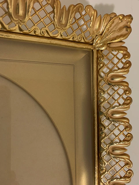 Vintage MCM ORNATE FILIGREE PICTURE FRAME Gold Tone SHADOWBOX w MAT Gorgeous!