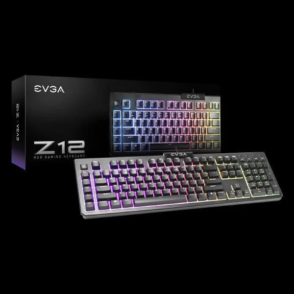 EVGA Z12 RGB Gaming Keyboard, RGB Backlit LED, 5 Programmable Macro Keys, Ded...