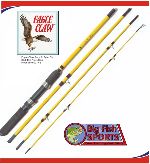 EAGLE CLAW PACK It Rod Spin /Fly 7'6 4Pc Medium #PK601-76 FREE