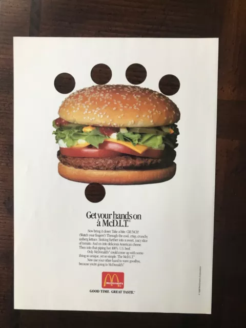 1988 vintage original print ad McDonald’s McD.L.T. New Hamburger