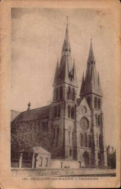 Postcard 181 Chalons sur Marne Cathedrale white border Vintage