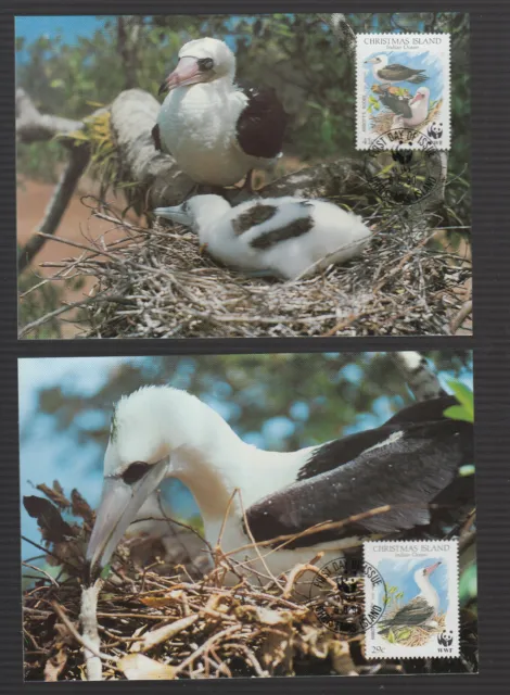 Christmas Island 1990 WWF sea birds "Abbott's Booby" on 4 beautiful MC MK