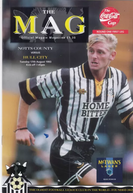 Notts County v Hull City 1993/4 (17 Aug) League Cup