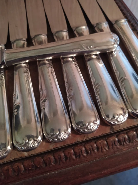 12 Louis XV Silver Metal Style Table Knives 2