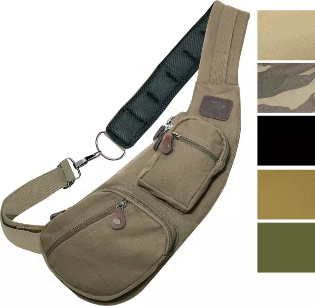 Crossbody Canvas Sling Bag Compact Over Shoulder Chest Front Pack Backpack