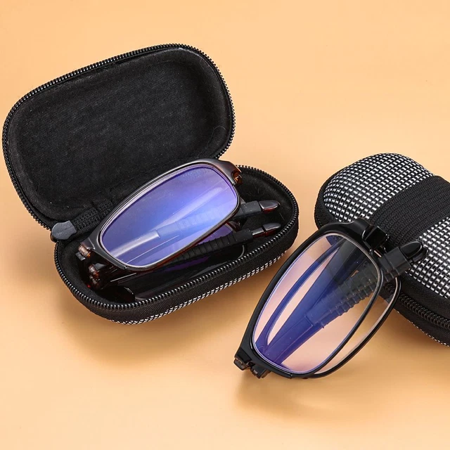 Portable Eyewear Presbyopic Glasses with Zipper Case Folding Reading Glasses