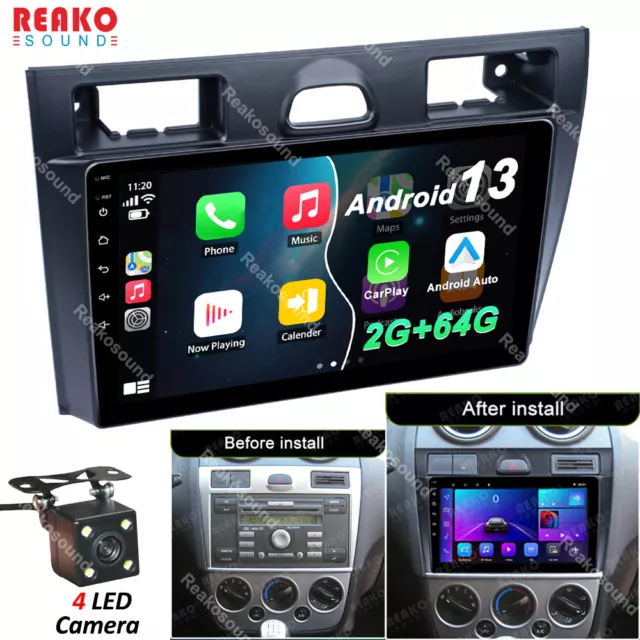 64G Android 13 Carplay Car Stereo FM Radio GPS RDS For Ford Fiesta MK5 2002-2008