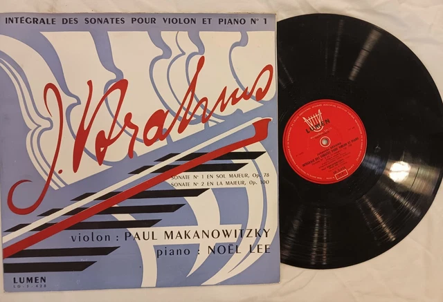 RARE LUMEN / BRAHMS / MAKANOWITZKY / NOEL LEE / SONATAS / FRENCH 1st ED / 1958