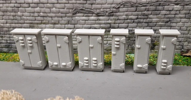 Lot de 6 armoires électriques grises Ech 1/43 décor train, dioramas