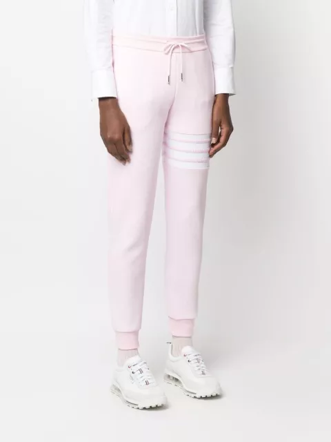 NWT Thom Browne 4 Bar Light Pink Waffle Knit Cotton Jogger Sweatpants 40 4 $1090 2