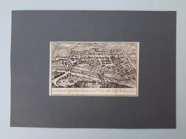 Vedute Citta’ Emilia Romagna "Fossombrone" Acquaforte Originale 1757 Albrizzi A4