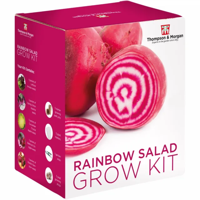T&M Seed Salad Rainbow Mix Growing Kit 5 Colourful Vegetable Varieties to Grow