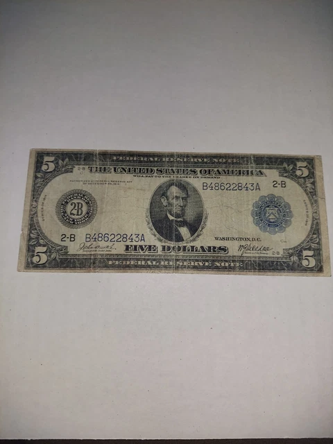 1914 $5 Five Dollar Blue Seal Large Size Federal Reserve Note