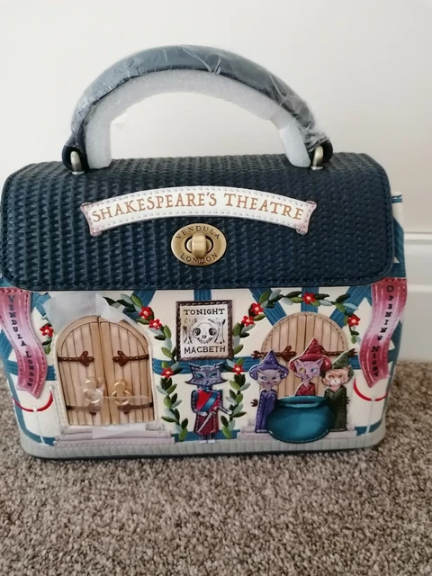 Sac à Main Vendula London 2021 'Shakespeare Theatre Macbeth' - Forme Maison, Beige/bleu, Simili Cuir Vegan