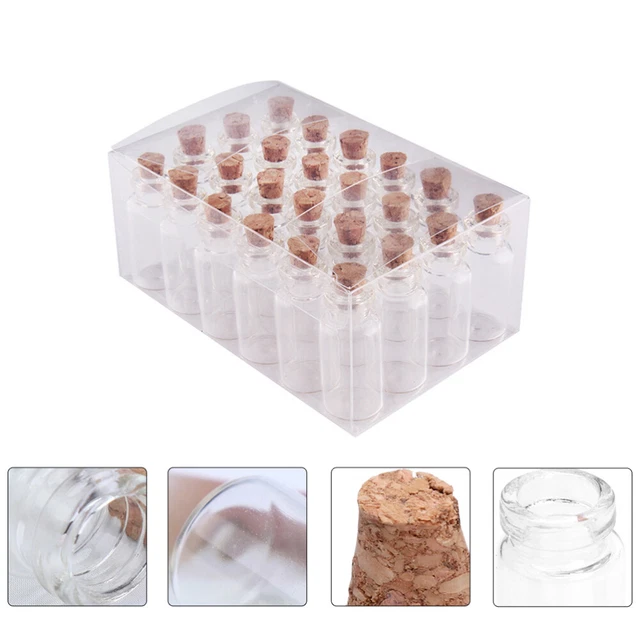 24pcs kleine Glasflaschen Gläser klare Fläschchen mit Korkdeckel wünschen