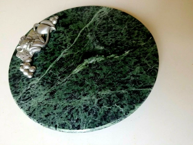 RUNDE GRÜNE MARMOR KÄSE Mausplatte - SCHNEIDEBRETT MIT ZINN (b78) 5