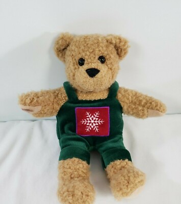 Hallmark Kissing Mistletoe Snowflake Brown Teddy Bear Boy Plush Magnetic Nose