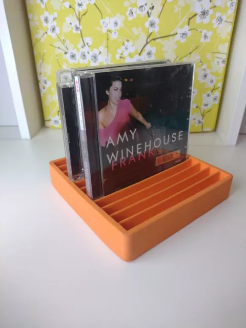 Vintage Ikea Fragg CD Halter Gestell Schreibtisch Organizer orange Gummi Richard Clack