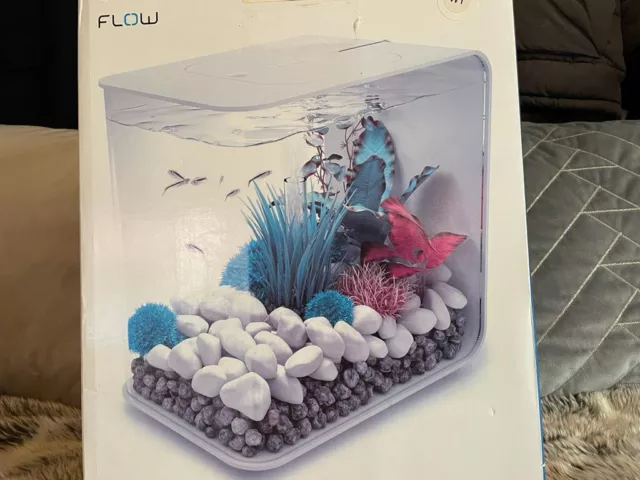 BIORB FLOW AQUARIUM white all in one fish tank kit - filter, led lighting 15L