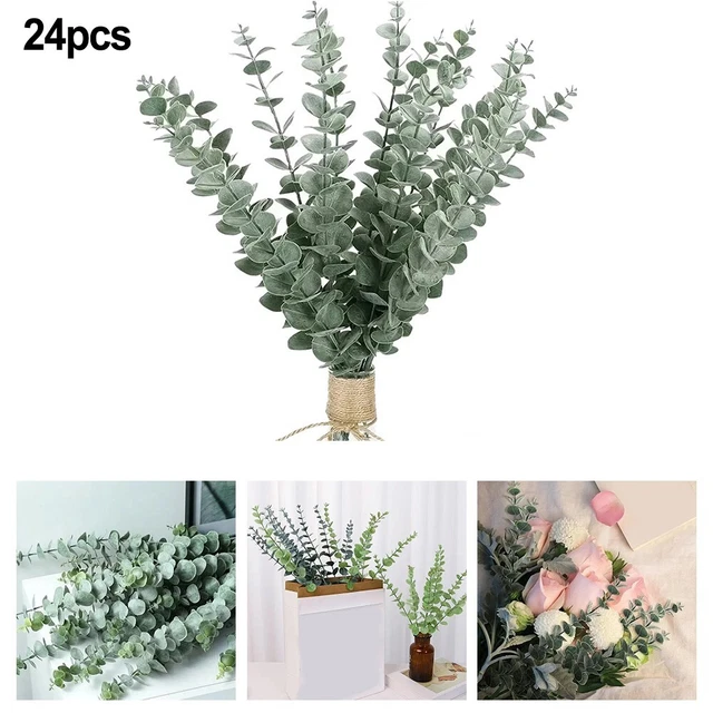 2 Guirlandes Eucalyptus Artificiel 180 Cm - Feuilles Cryptées Avec Fleurs Blanches, Sans Entretien, Pour Décoration Mariage, Fête