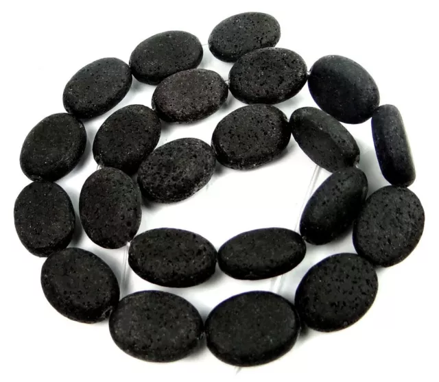 18x13mm Natural Black Lava Oval Beads - Aromatic - Essential Oils Diffuser 15"