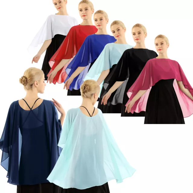 Womens Chiffon Capes Capelets High Low Shawls Wraps Shrug for Formal Party Dress