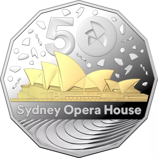 2023 Gold Plated Proof Coin 50 Cent - 50th Anniversary Sydney Opera House 50c