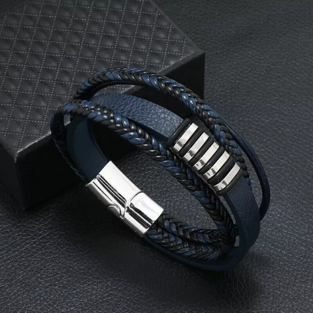 Mens Women Braided Fashion Bracelets PU Leather Bracelet Bangle Wrap Wristband