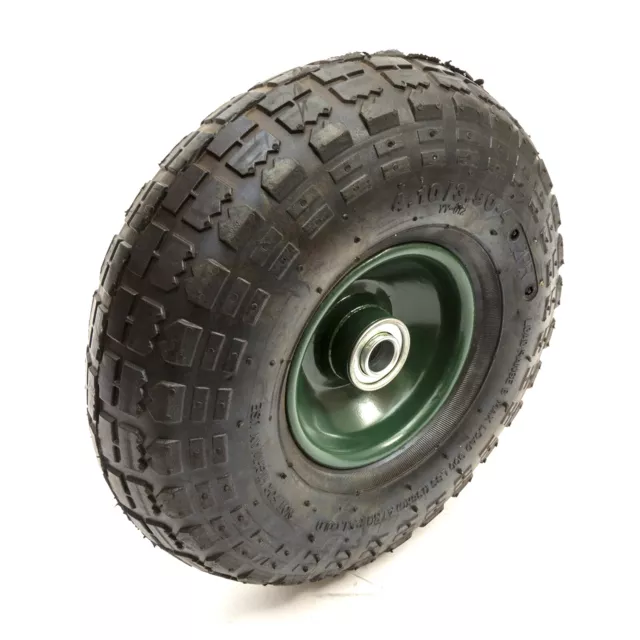Metal Green Wheel & Black 2 Ply Pneumatic Tyre 4.10/3.50-4 10 Inch Sack Truck
