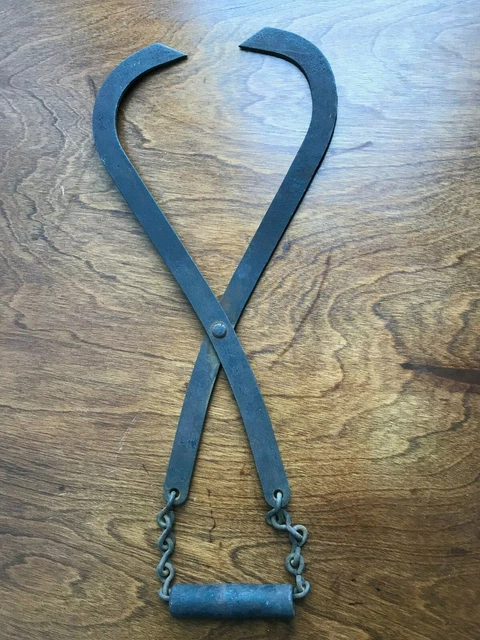 Antique Primitive Iron Ice Hay Block Holder Tongs Vintage Rustic Barn Decor