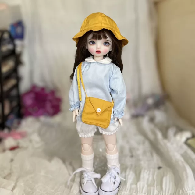 Full Set Girl 1/6 BJD Doll Ball Jointed Eyes Face Makeup Hair Wig Clothes Shoes