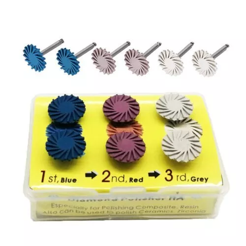 6pcs/Set Dental Composite Polishing Polisher Diamond System RA Disc 14mm Wheel