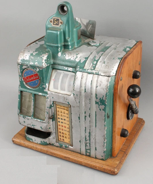 RARE Antique 1930s Groetchen Columbia 5C Nickel Payout & Turret Slot Machine RARE Antique 1930s Groetchen Columbia 5C Nickel Payout & Turret Slot Machine