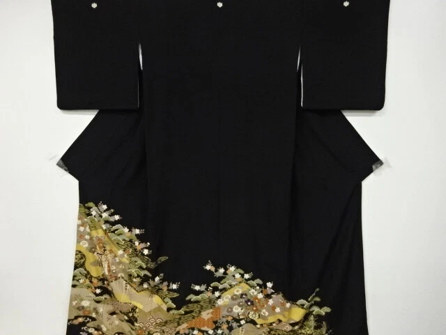 6791529: Japanese Kimono / Antique Tomesode / Kinsai / Carriage & Flower
