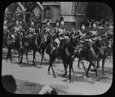 Magic Lantern Slide CORONATION OF KING GEORGE V ROYAL HORSE GUARDS 1911 PHOTO