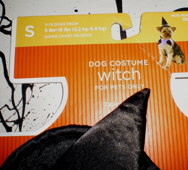 Dog WITCH Costume SET Hat & Ruff COLLAR NECKPIECE S 2pc PET NEW Small