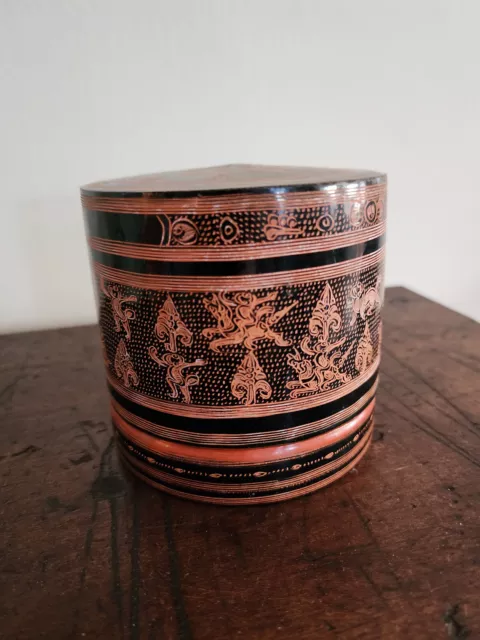 Vintage Burmese Lacquerware Betel Nut Container