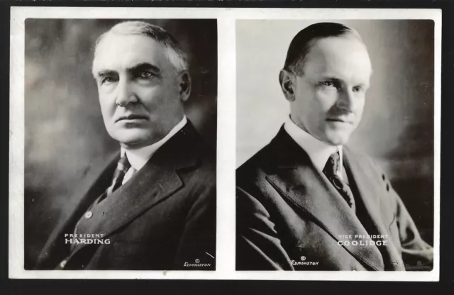 1920+ Real Photo Postcard of Prez Warren Harding & Vice-Prez Calvin Coolidge