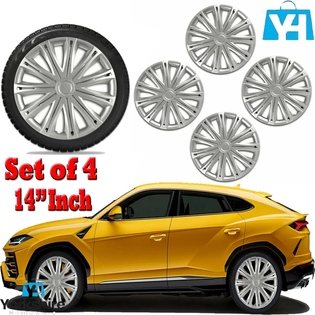 Wheel Trims 14" Hub Caps Spark Plastic Covers Set Of 4 Silver Specific Fit R14